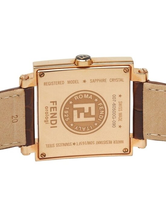 Fendi Quadro Watch Gold Brown Leather Sa main image 4